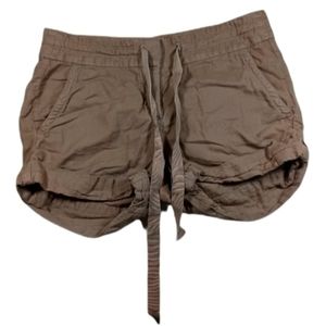JCREW womens solid brown cuffed drawstring chino shorts 0 28028 EUC